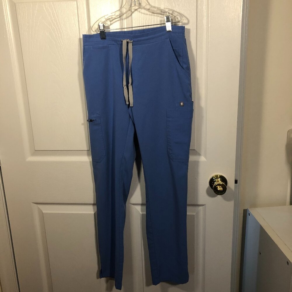 Figs women blue scrubs pants, elastic waist, XS